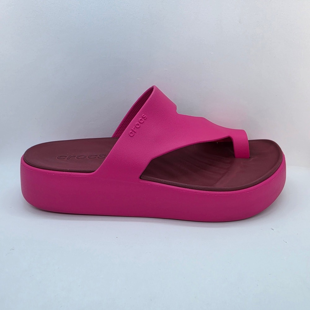 Crocs Getaway Platform Sandals Pink Burgundy Asymmetrical Straps 210834 Womens 8 - Picture 7 of 10